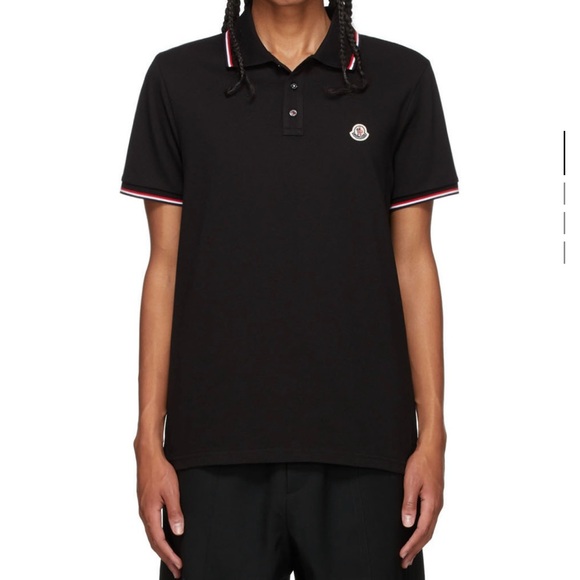 Moncler Black Tricolor Polo (Mens M) - Picture 3 of 5